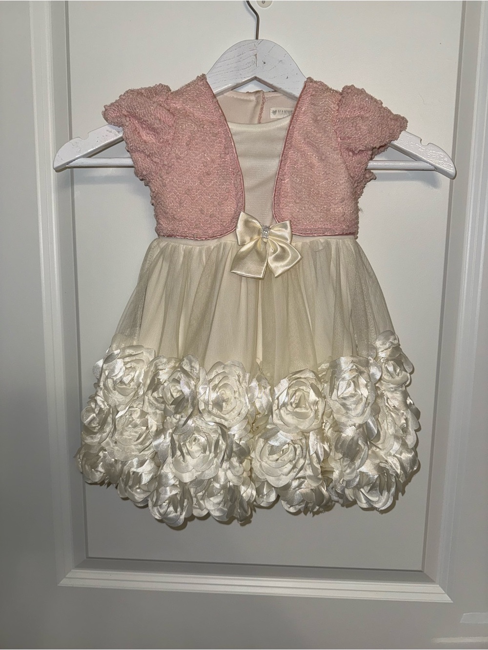 Nannette Baby 24 Month Pink Bodice Cream Rosette Tulle Dress